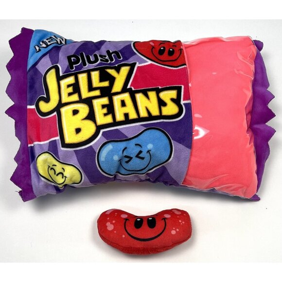 GOOD STUFF 12"x8.5" Purple Food Plush JELLY BEANS Pouch w/ 1 Red Jelly Bean EUC - Picture 1 of 5